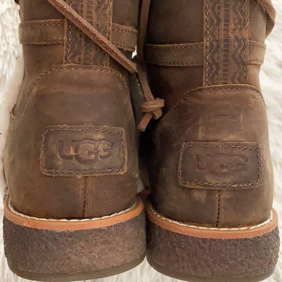 Ugg Luisa Brown Leather Winter Boot Sz 7 - 3463 - Picture 8 of 12